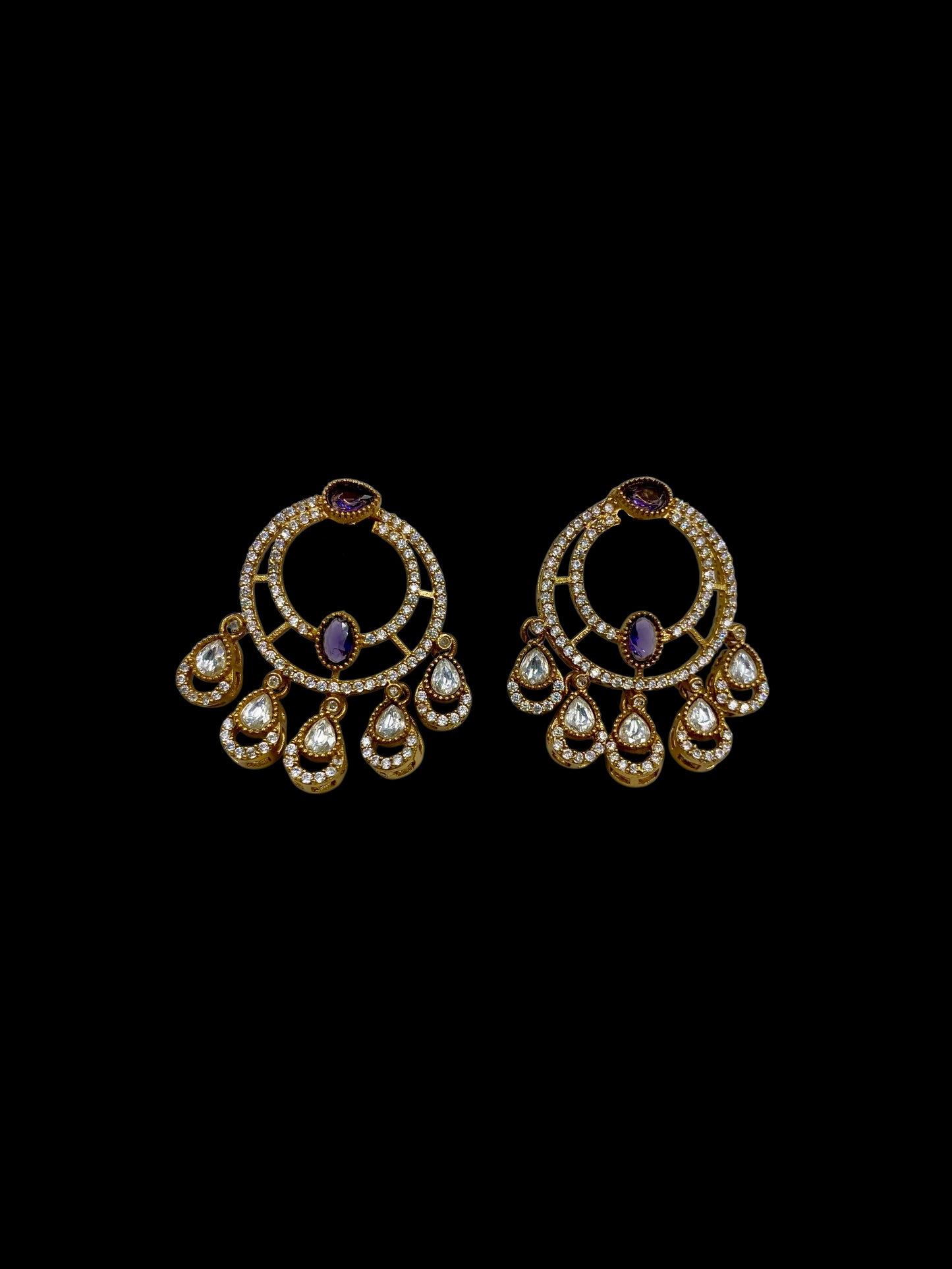 Iraaya – Polki & Emerald Chandbali Earrings
