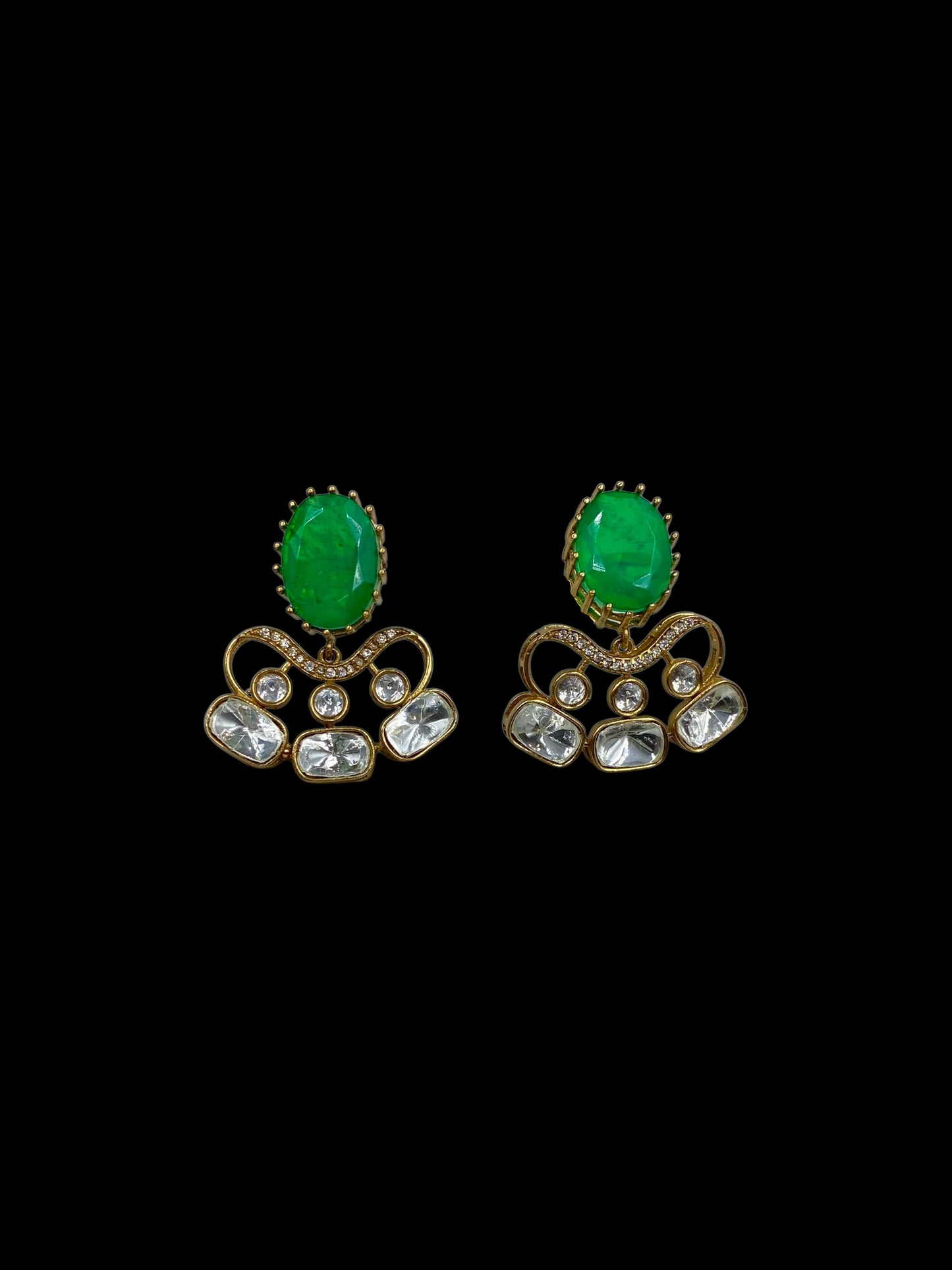 Pravya – Polki & Emerald Earrings