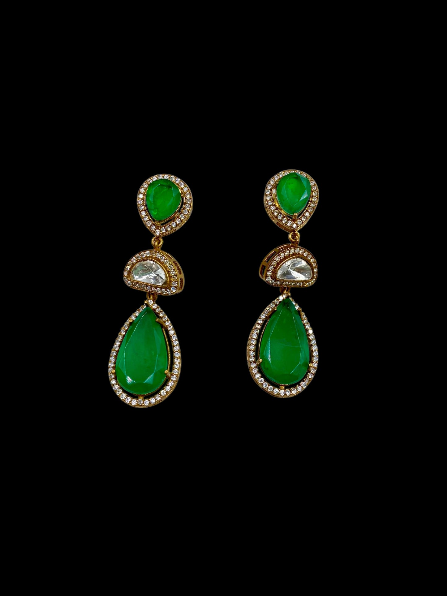 Kanira – Polki & Emerald Earrings