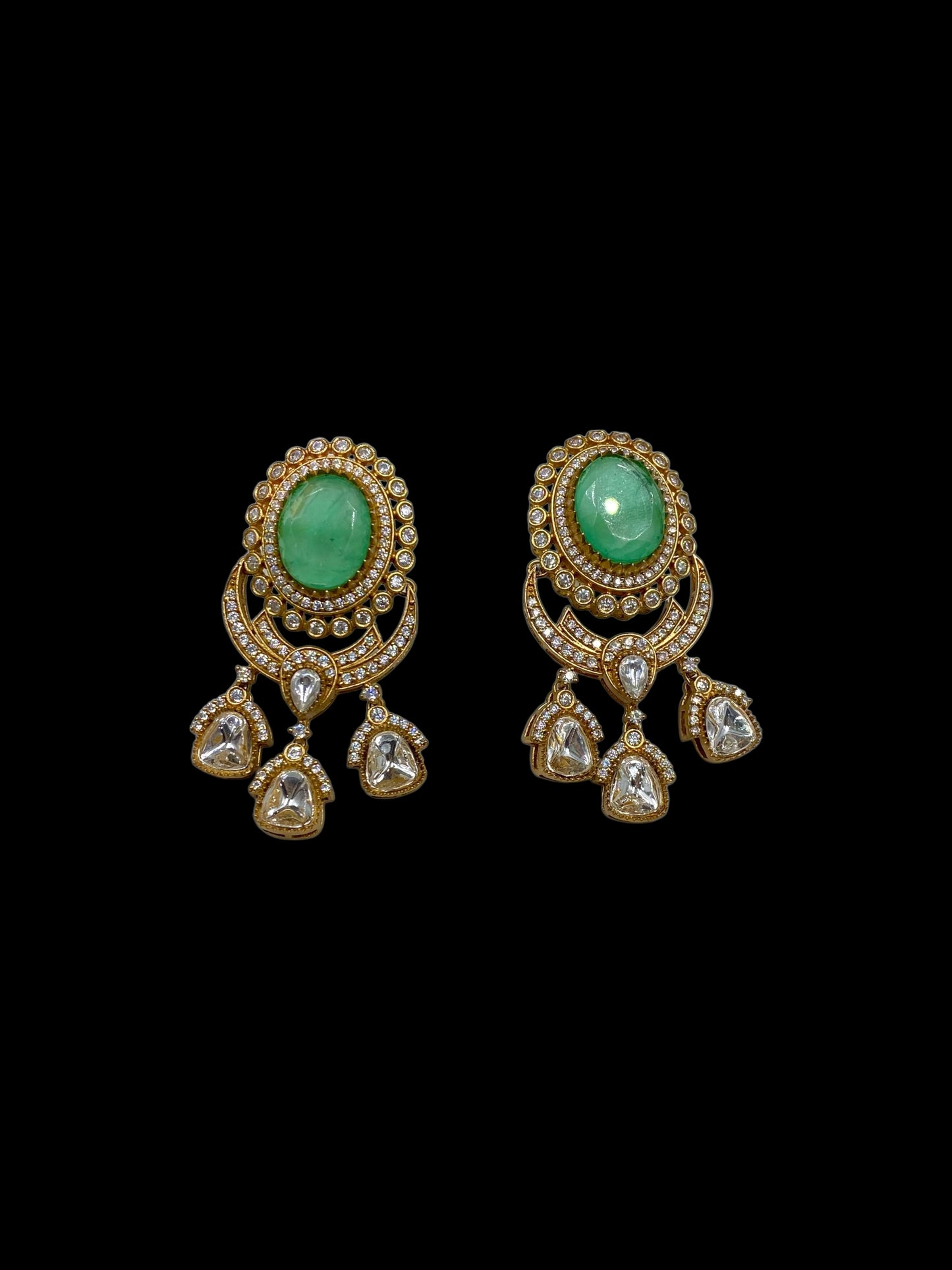 Vaidehi – Polki & Mint Green Earrings