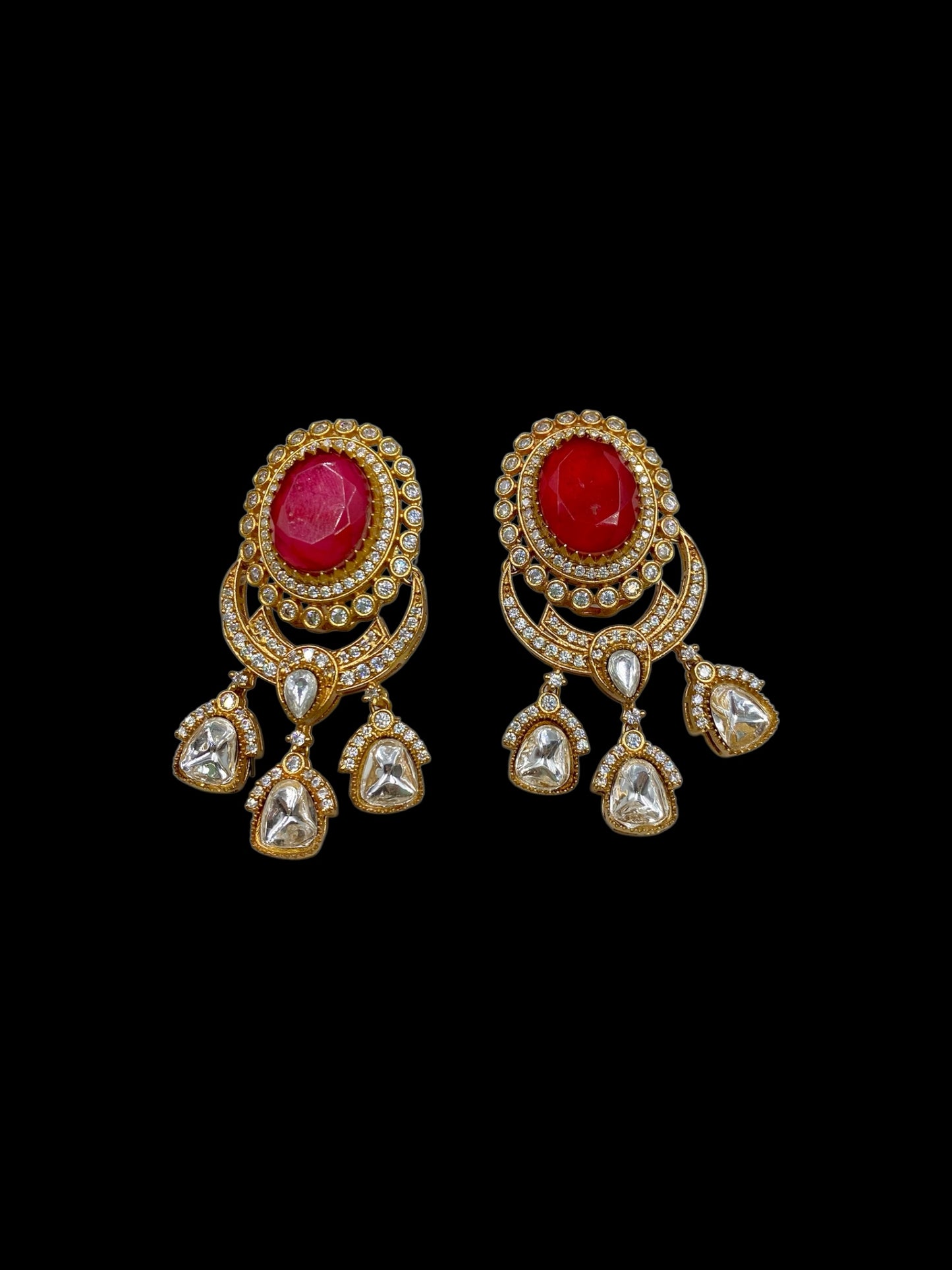 Rajnanda – Ruby polki chand drops Earrings
