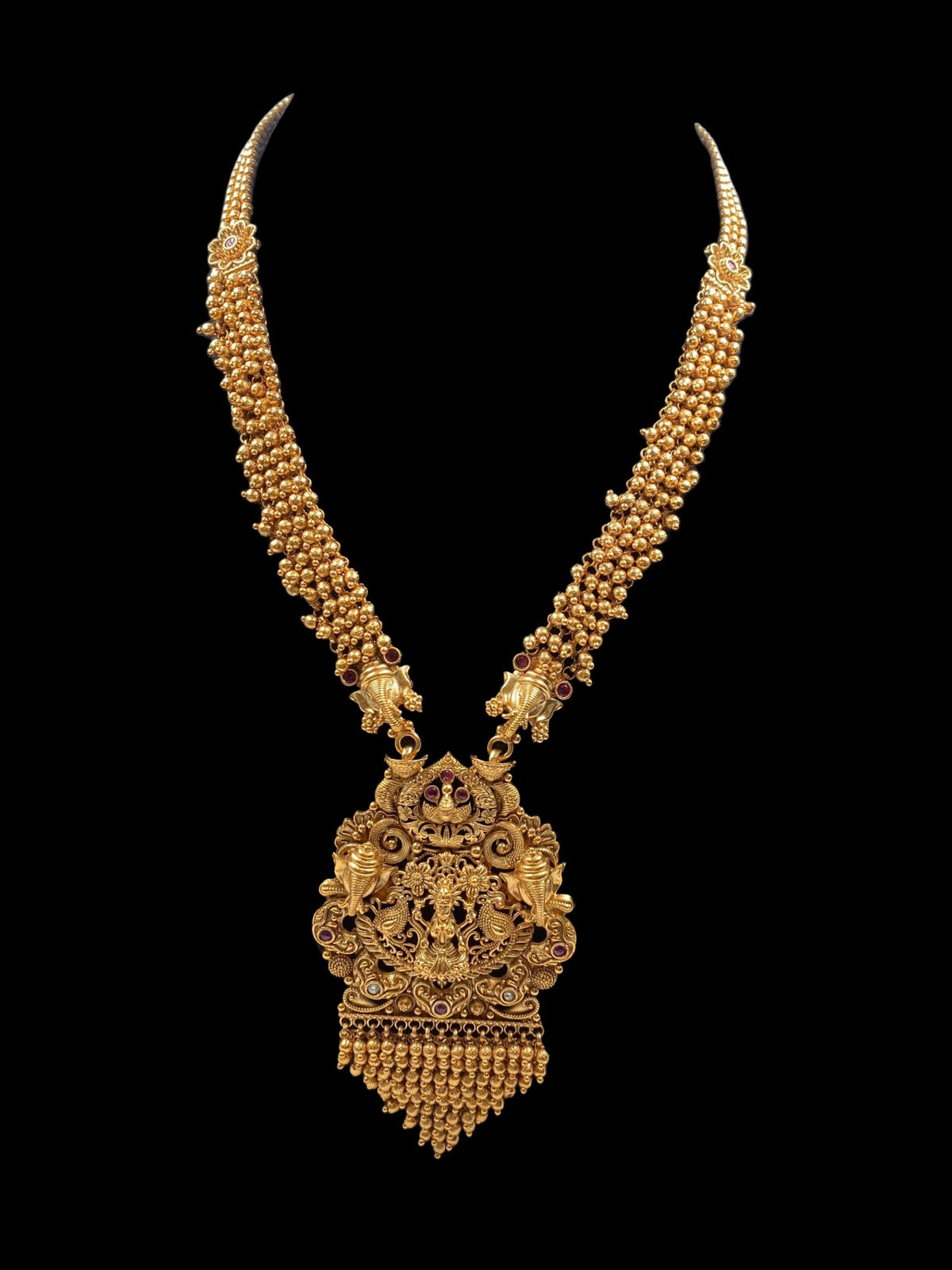 TEMPLE GOLDEN LONG NECKLACE WITH EARRINGS