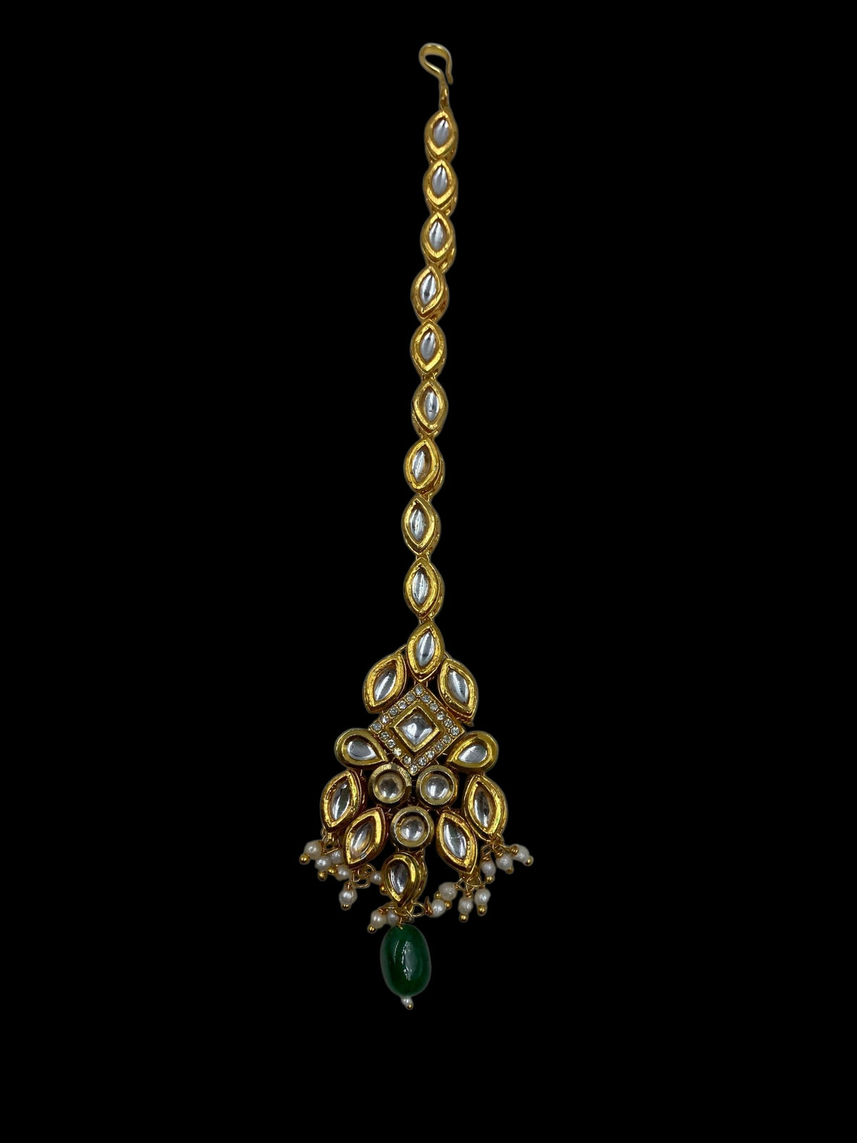 Kundan With Green Drop Mangtika