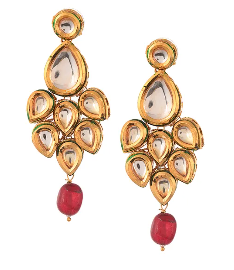 Red Kundan Necklace with Earrings