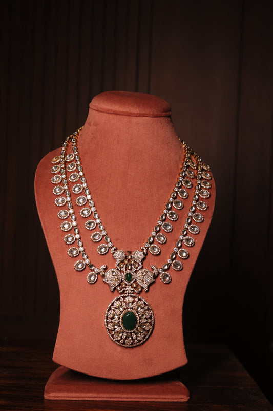 Aarohi - Polki Long Necklace with Earrings