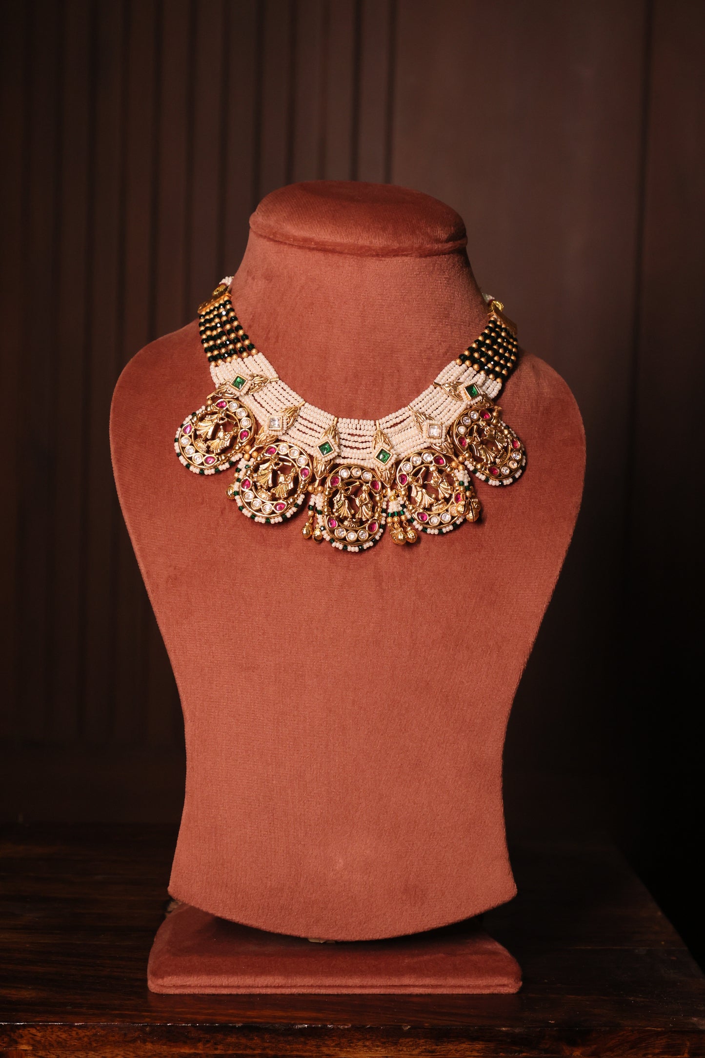 Aarohi - Temple & Polki Necklace with Earrings