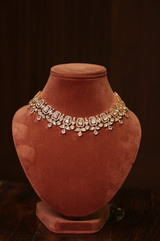 Noor - Designer Polki Necklace with Earrings