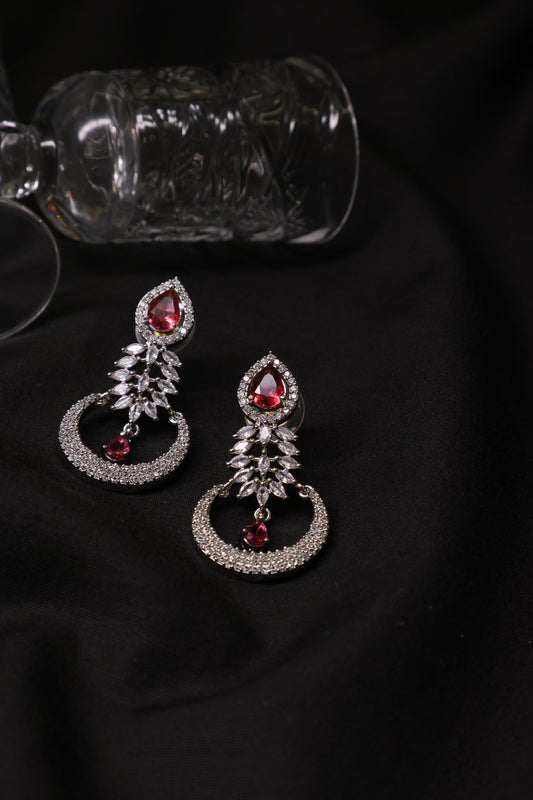 Ruby Red Diamond Danglers