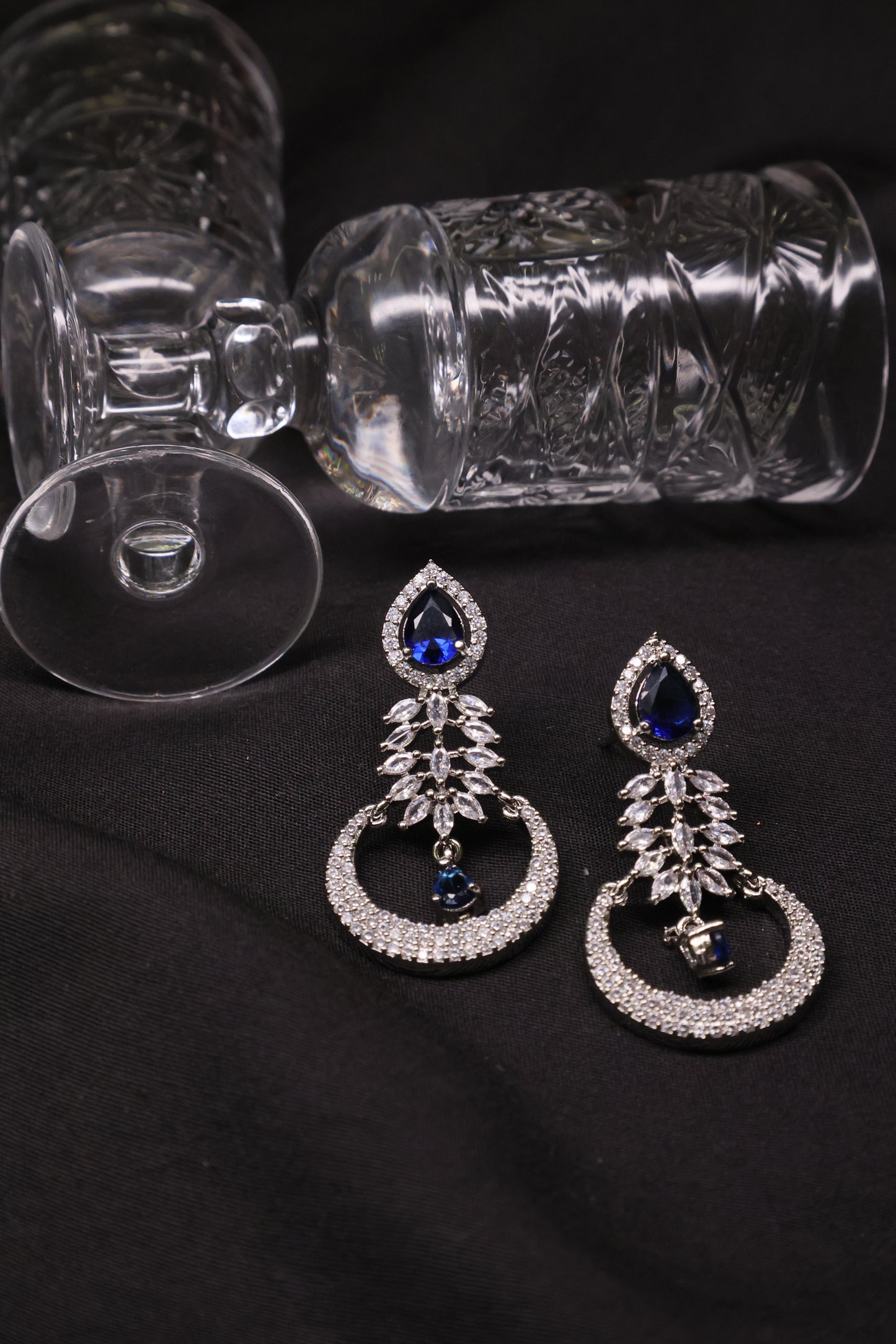 Blue Sapphire Diamond Danglers