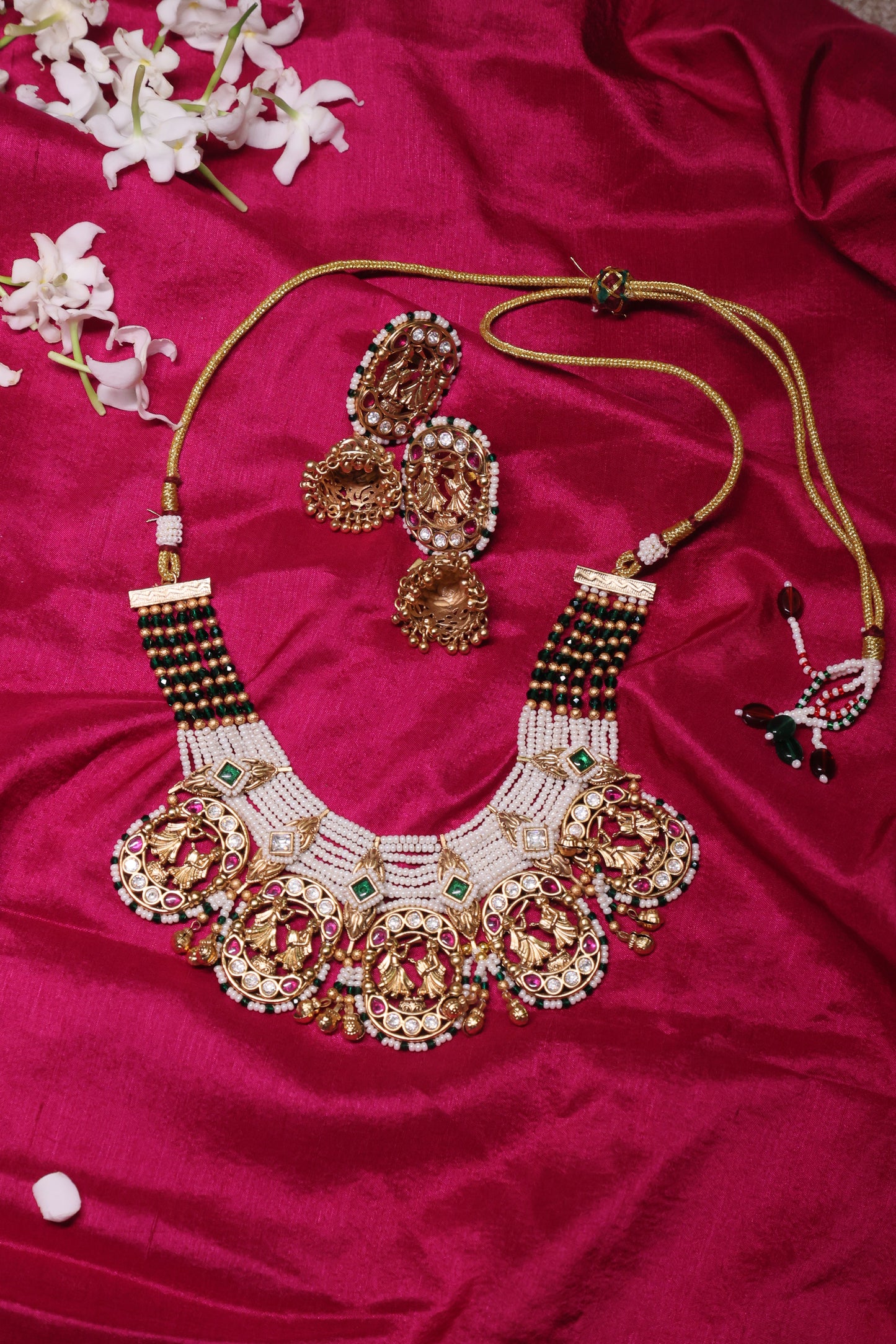 Aarohi - Temple & Polki Necklace with Earrings