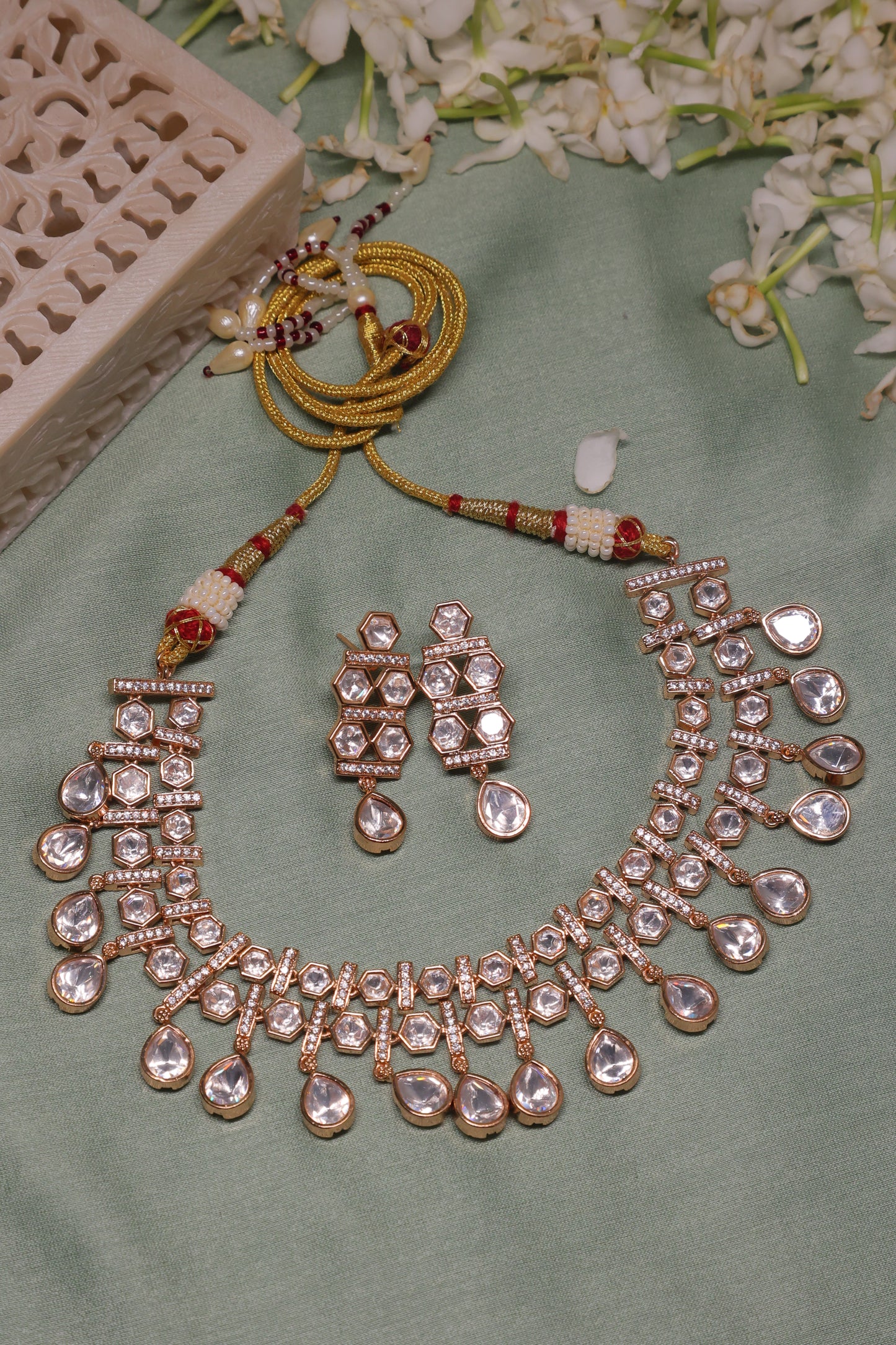 Noor - Bridal Polki Necklace with Earrings