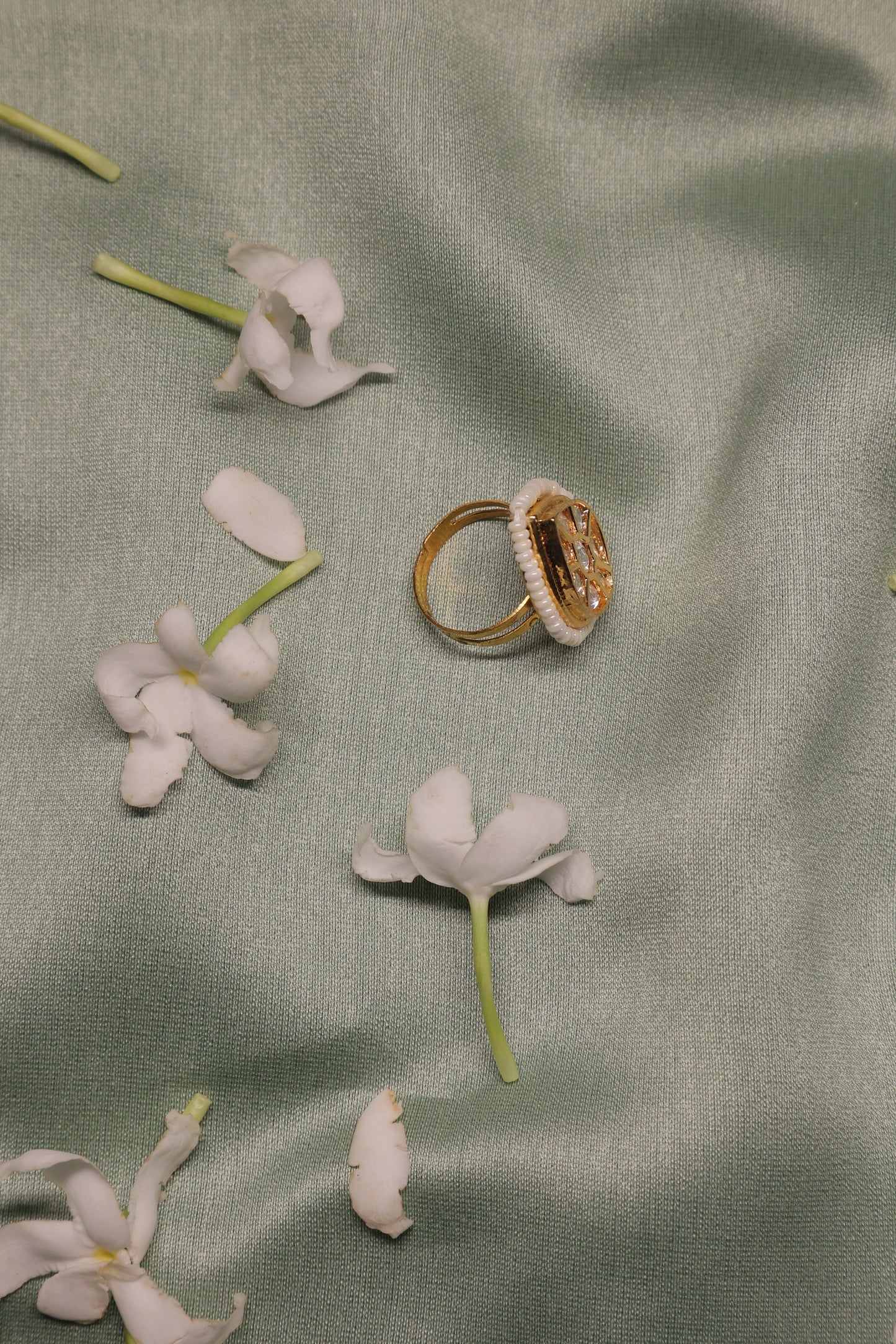 Polki & Pearl Drop Shaped Ring