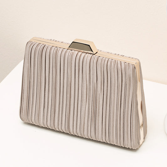 Satin Whisper - Khaki Clutch Bag