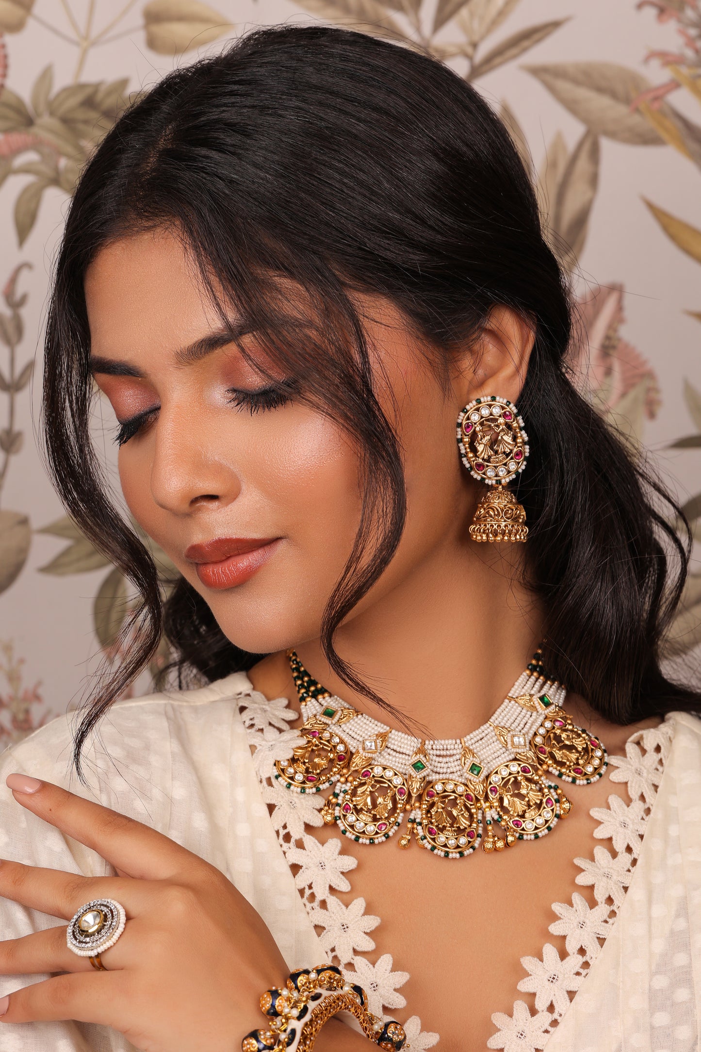 Aarohi - Temple & Polki Necklace with Earrings