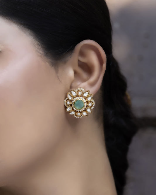 Mrinalini – Polki & Blue Stone Studs