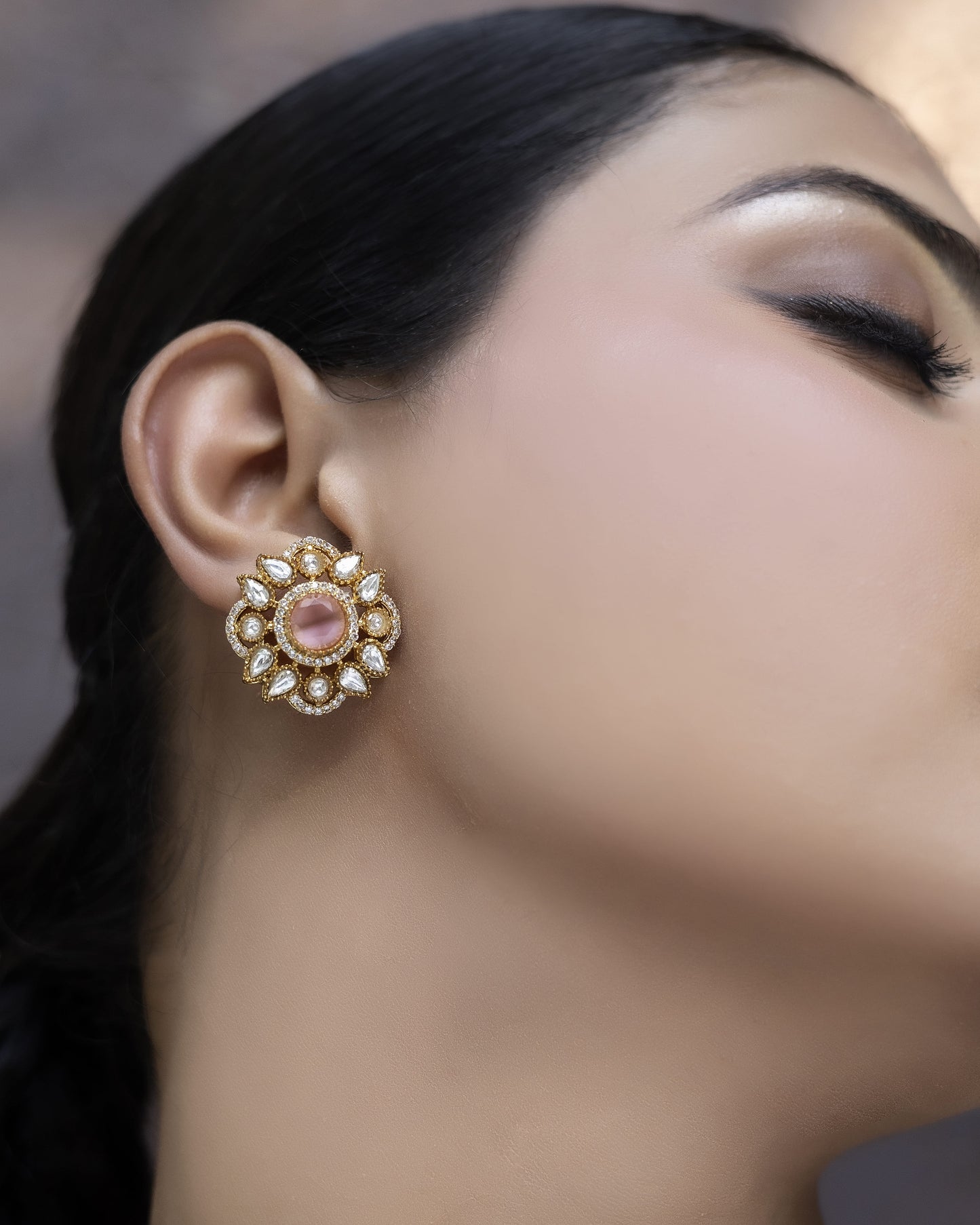 Tanira – Polki & Rose Stone Studs