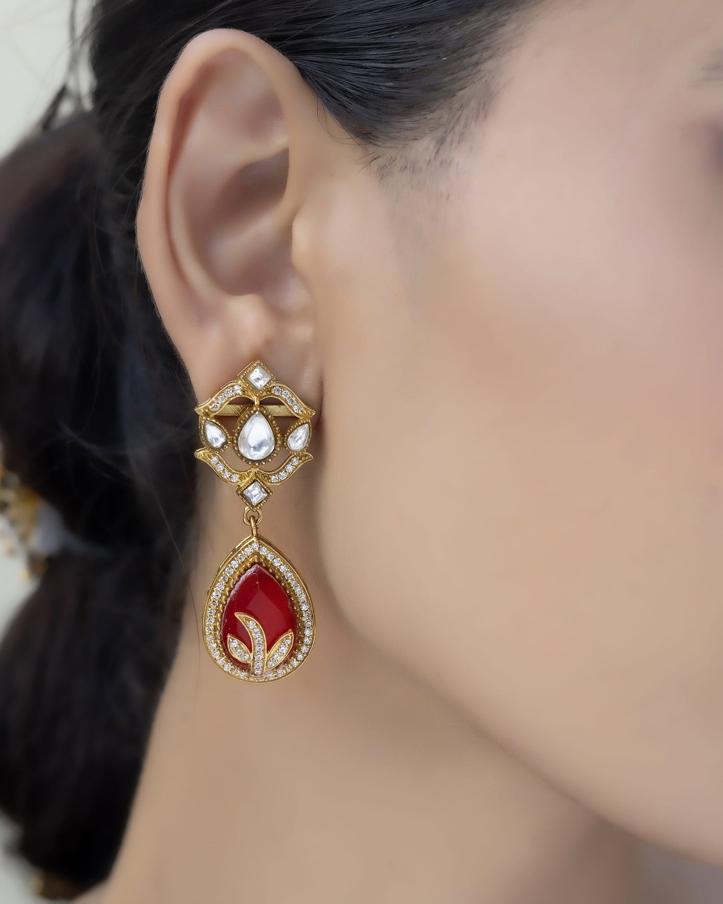 Ruhira – Polki & Ruby Earrings