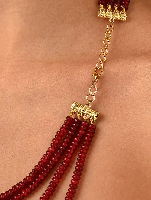 Statement Red Jade and Freshwater Pearl Necklace