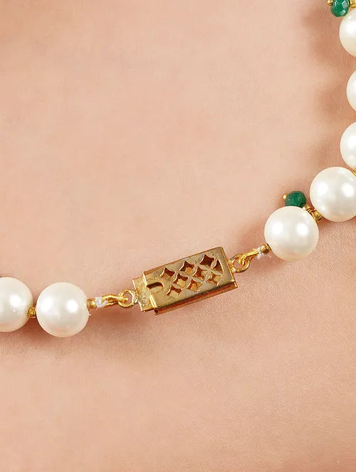 Pearl Long Kundan Necklace with Earrings