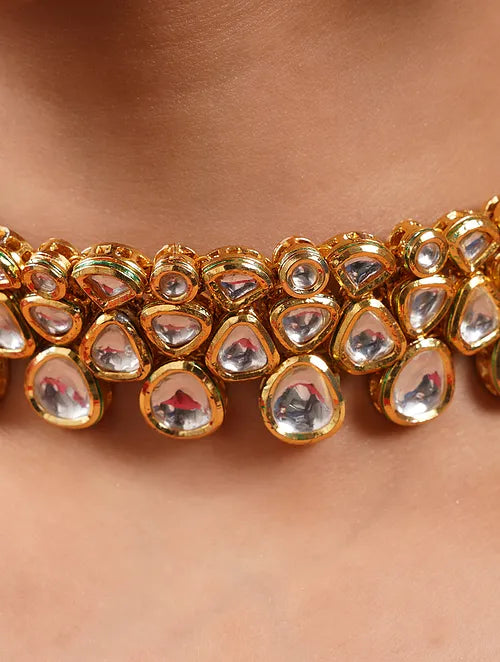 Peridot & Pearl Kundan Choker with Earrings