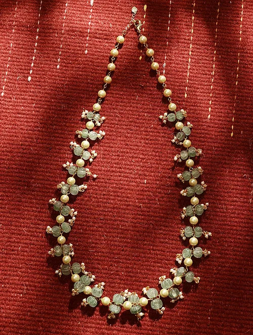 Pearl and Melon Quartz Necklace