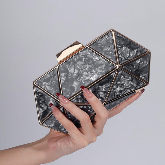 Luxe Lustre Geometric Black & Gold Clutch