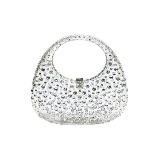 Blush and Bling White Crystal Bag