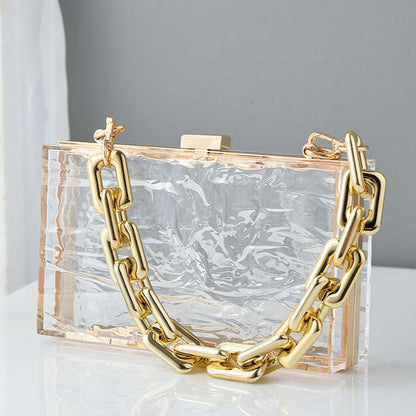 Marble Glam - Transparent Women Hand Bag