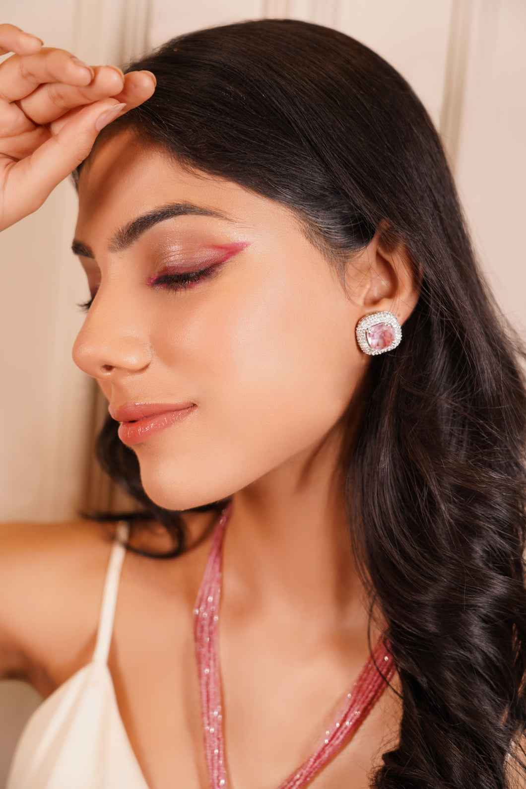 Swarovski Studded Pink Earrings