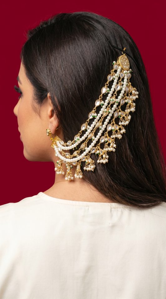 Maharani Kundan Ear Chain