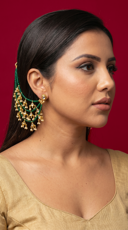 Ruhani Green Bead Ear Chain
