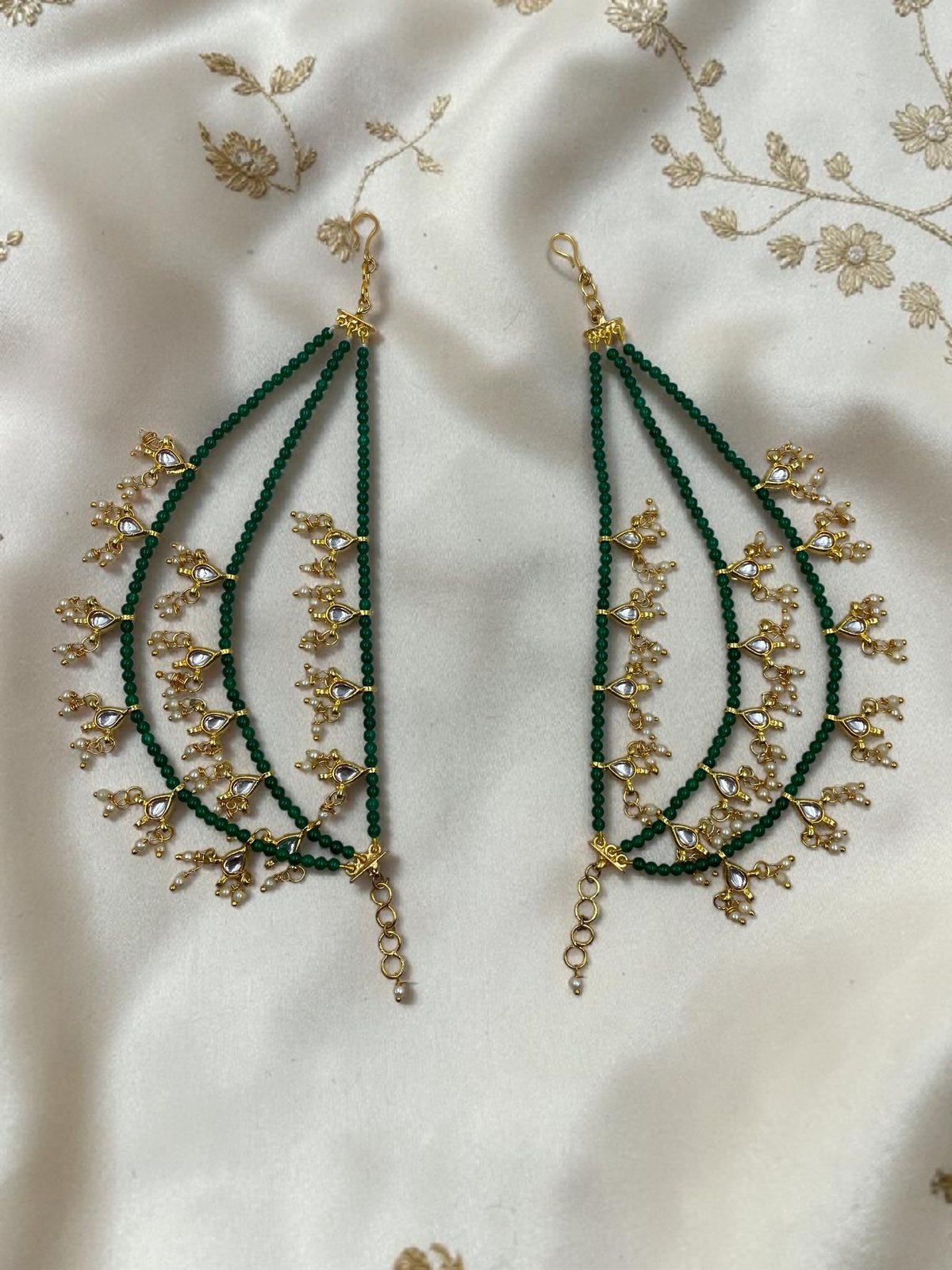 Ruhani Green Bead Ear Chain