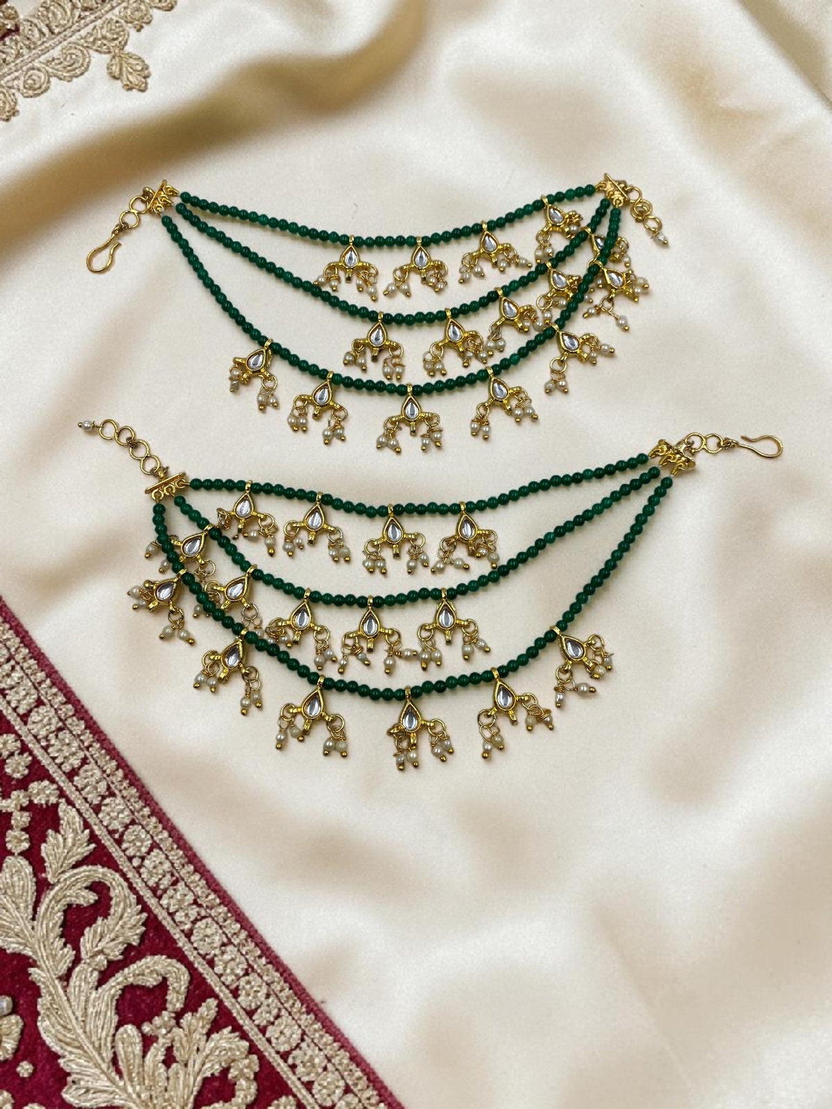 Ruhani Green Bead Ear Chain