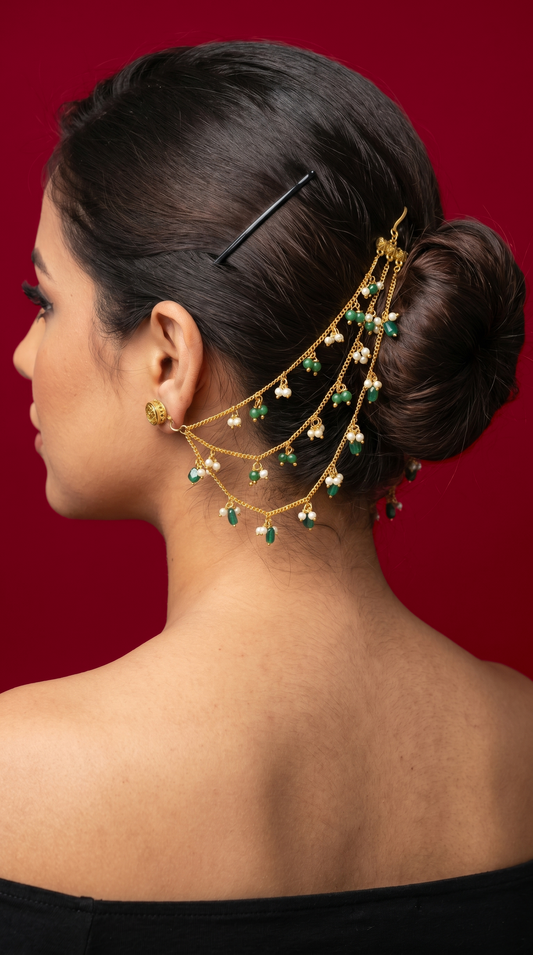 Emerald Dewdrop Ear Chain