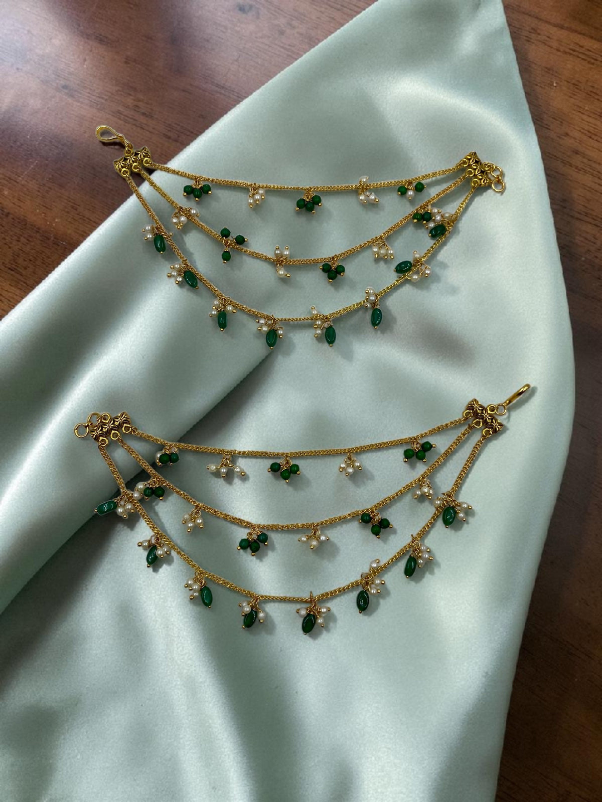 Emerald Dewdrop Ear Chain