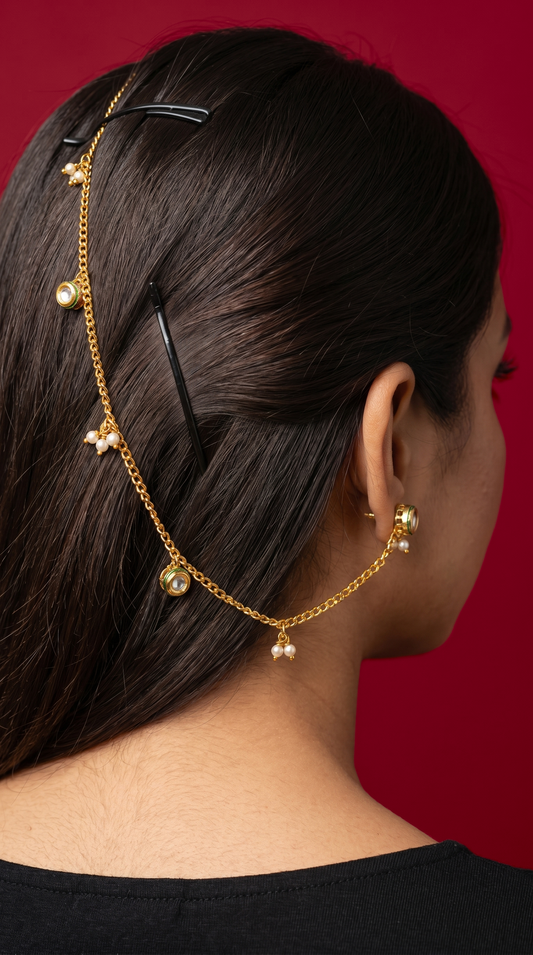 Shahi Kundan Single Line Ear Chain