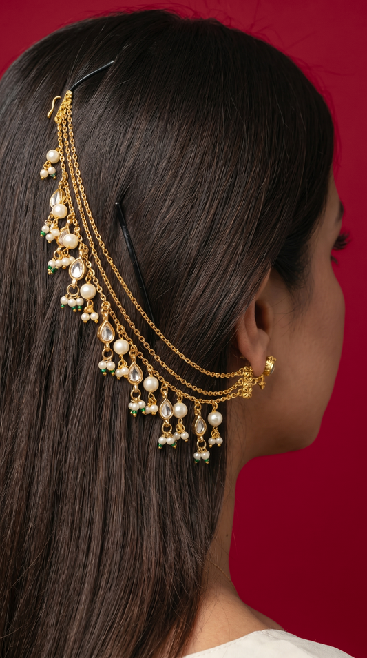 Rajsi Pearl Drape Ear Chain