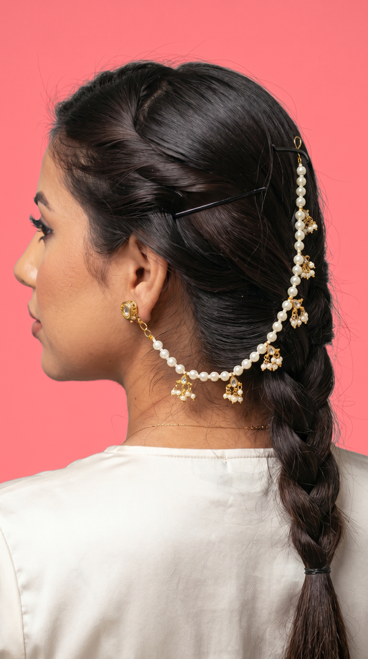 Chandni Pearl Drape Ear Chain