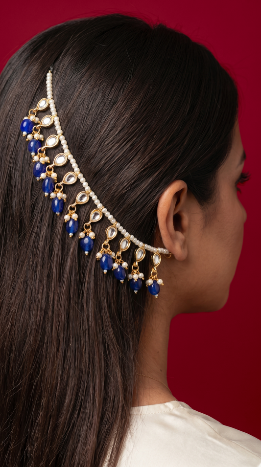 Royal Sapphire Pearl Earchain