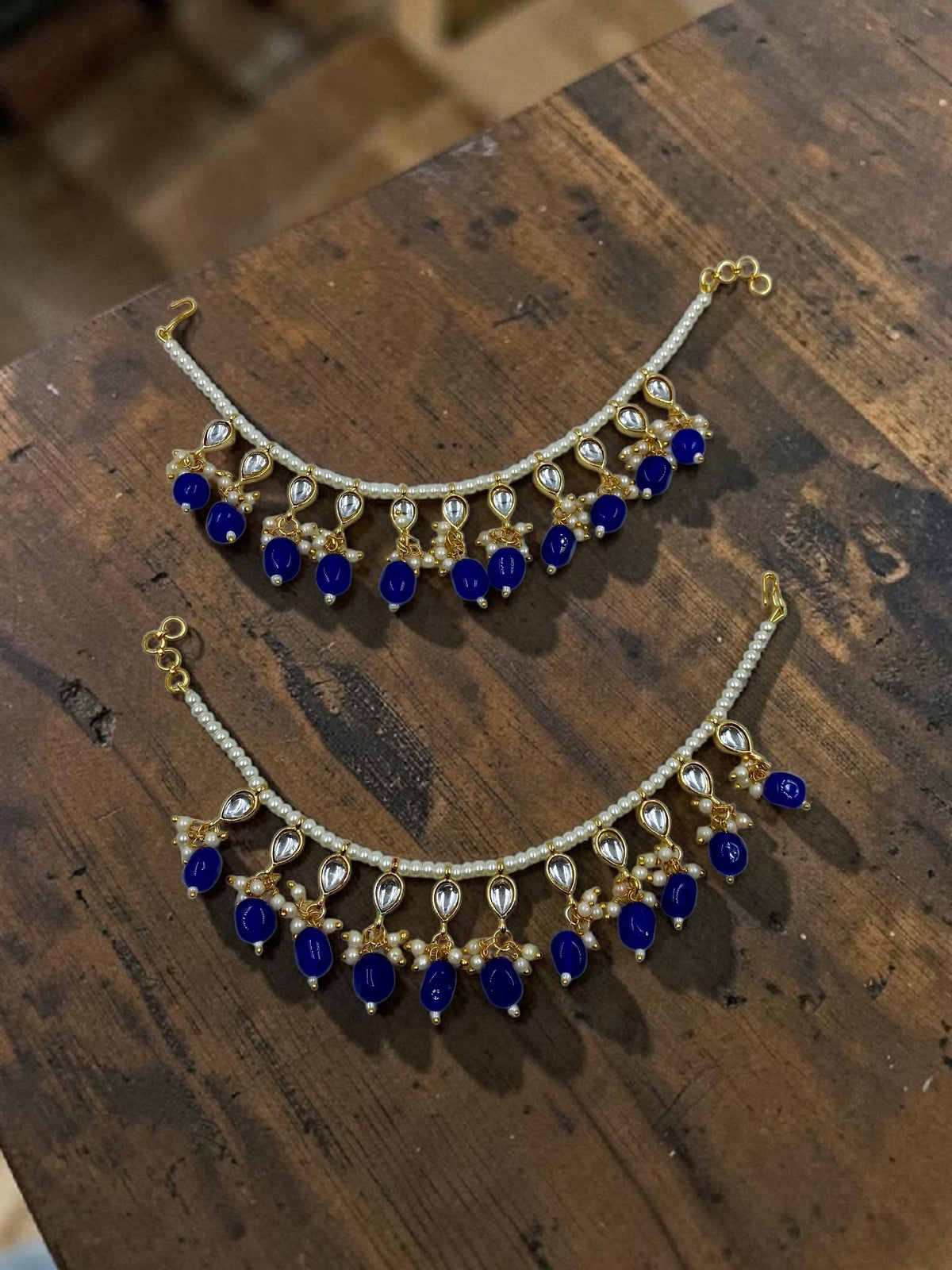 Royal Sapphire Pearl Earchain