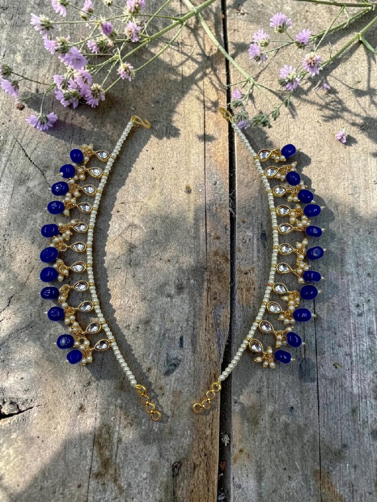 Royal Sapphire Pearl Earchain