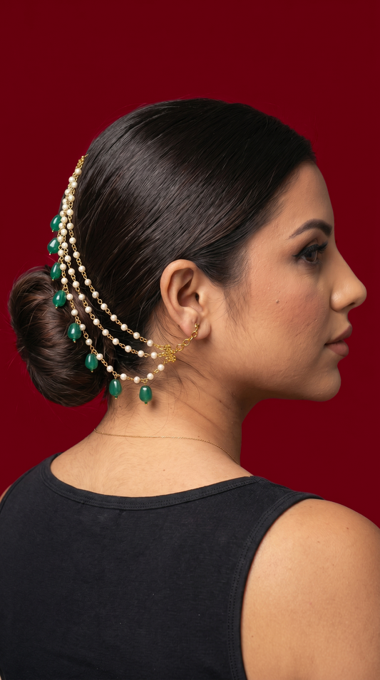 Rajwadi Panna Pearl Earchain