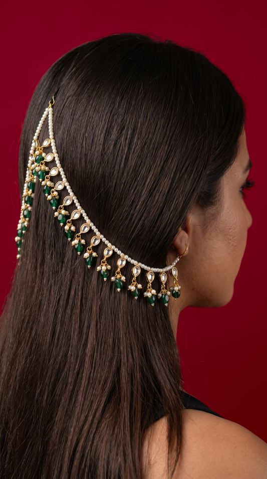 Royal Emeralds Pearl Earchain