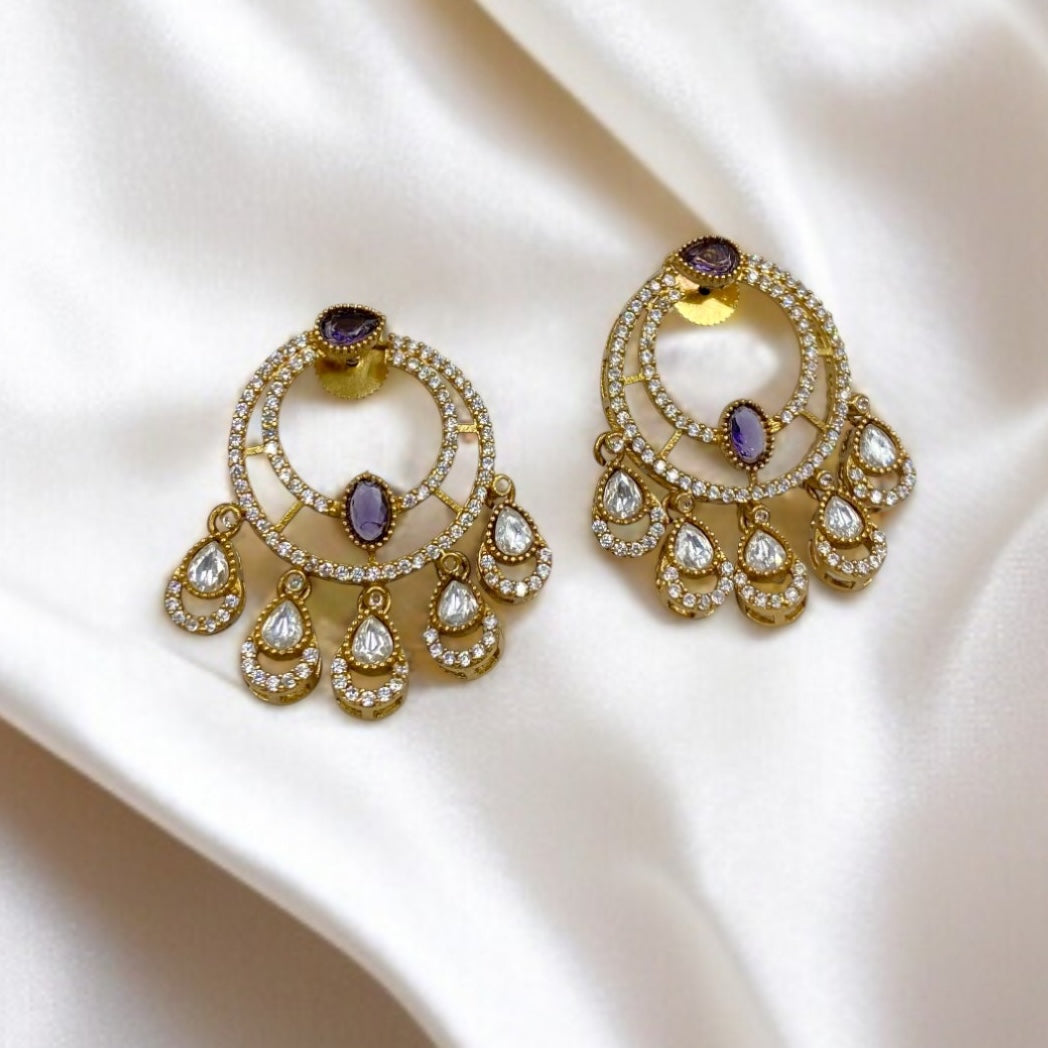 Vasudha – Amethyst chandbalis