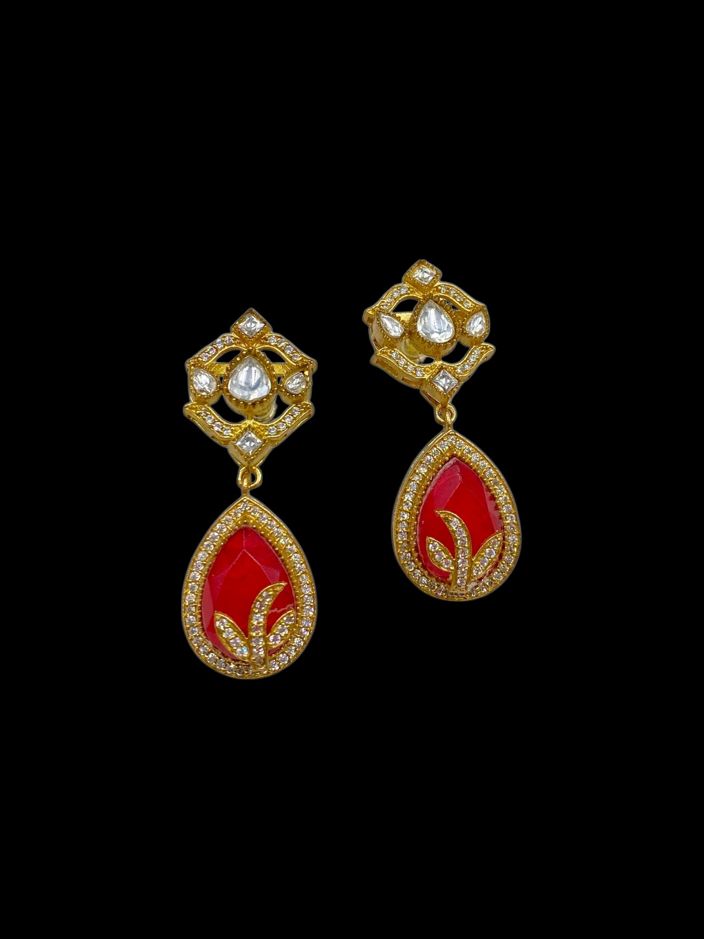 Ruhira – Polki & Ruby Earrings