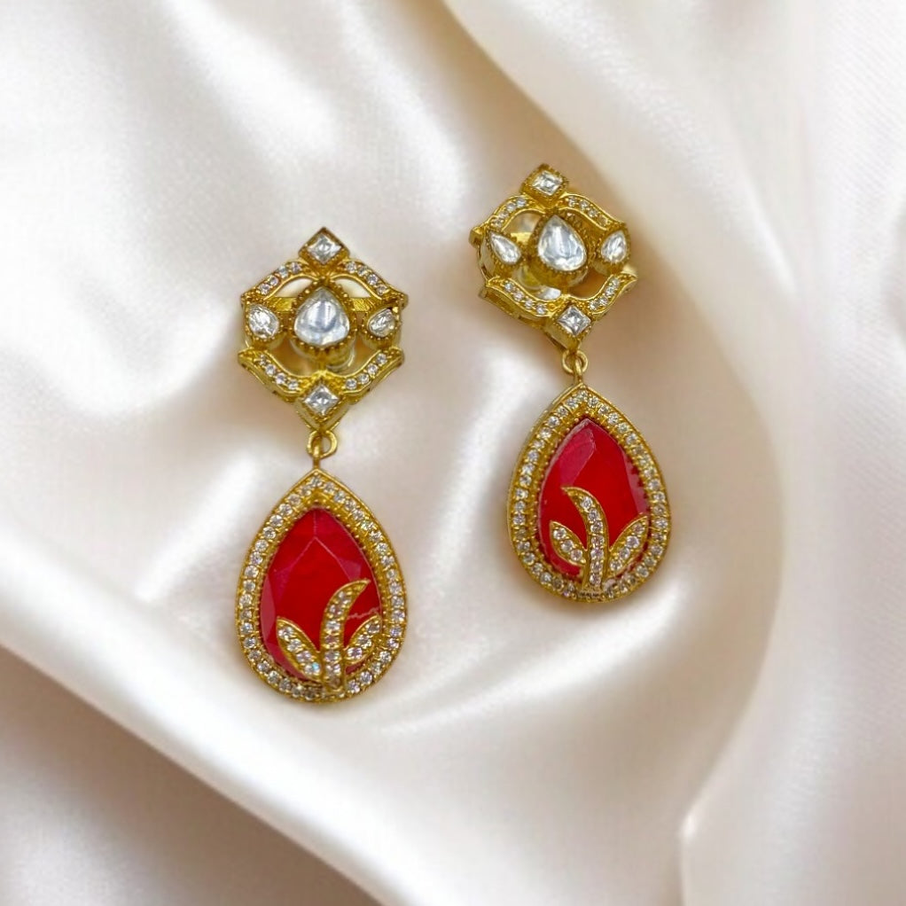 Ruhira – Polki & Ruby Earrings