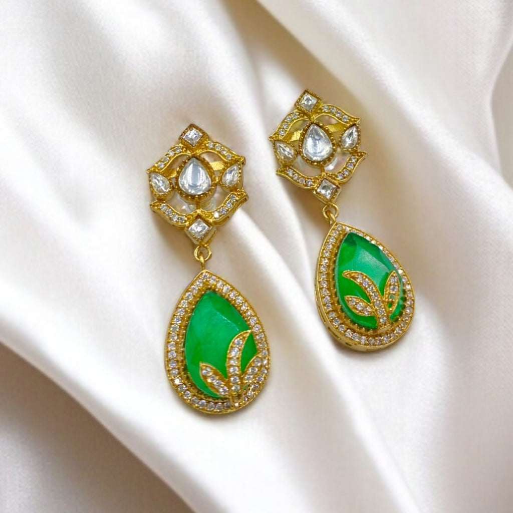 Neelaya – Polki & Emerald Earrings