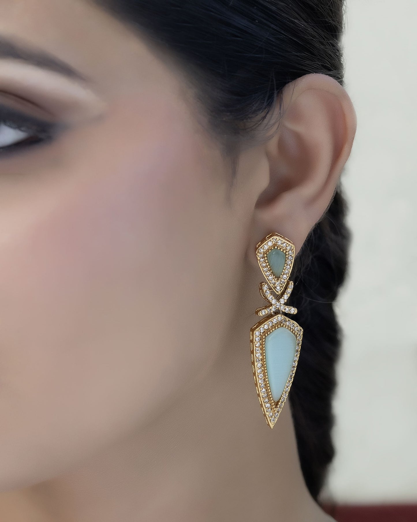 Chandrika – Polki and green stone earrings.