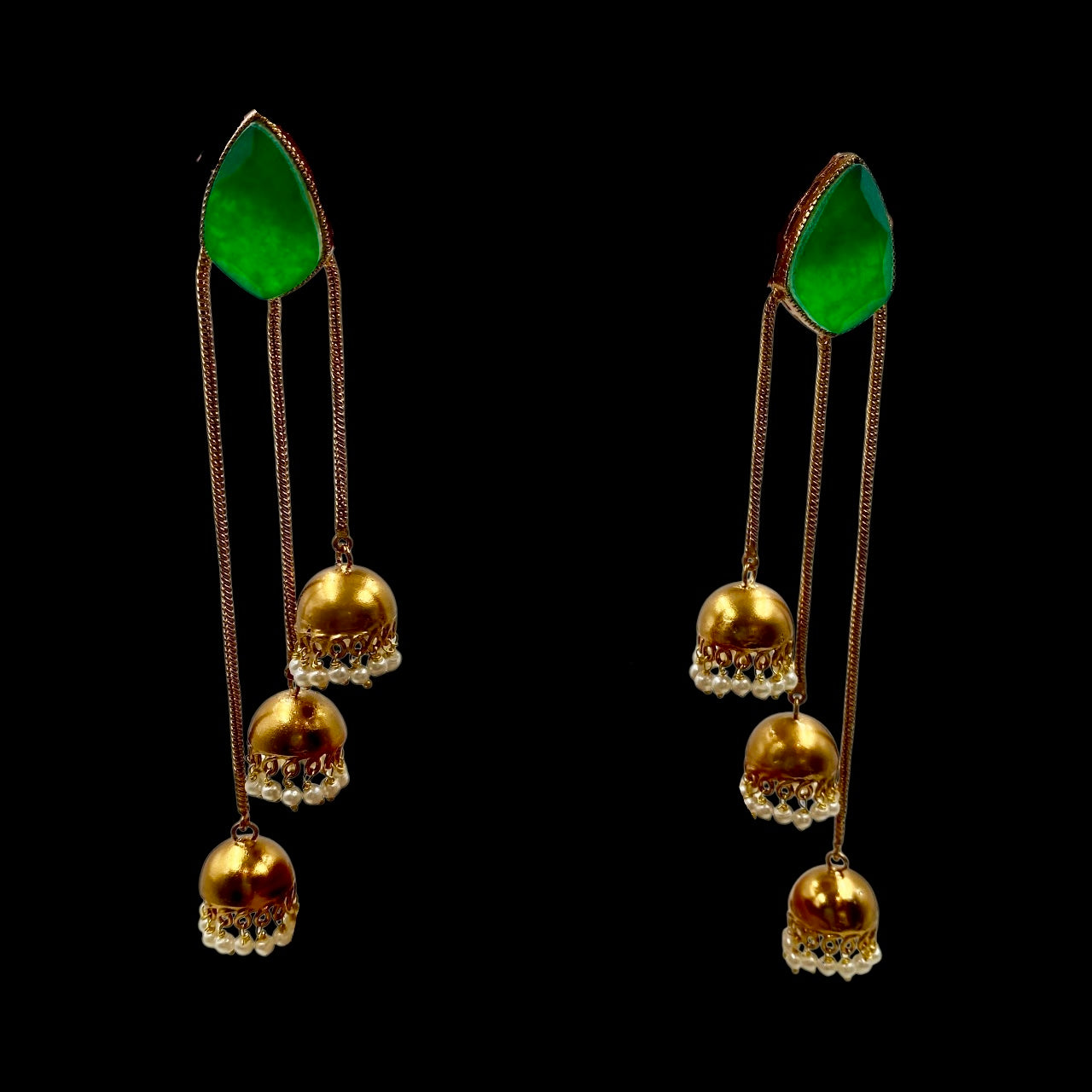 Radhika - Emerald Green Jhumki Danglers