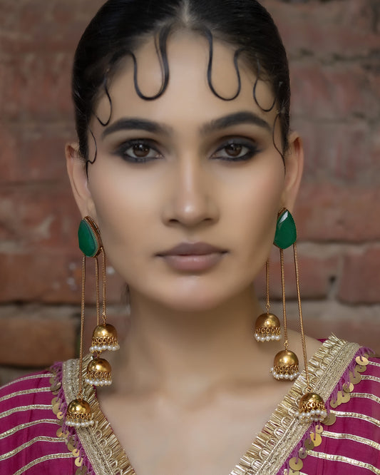 Radhika - Emerald Green Jhumki Danglers